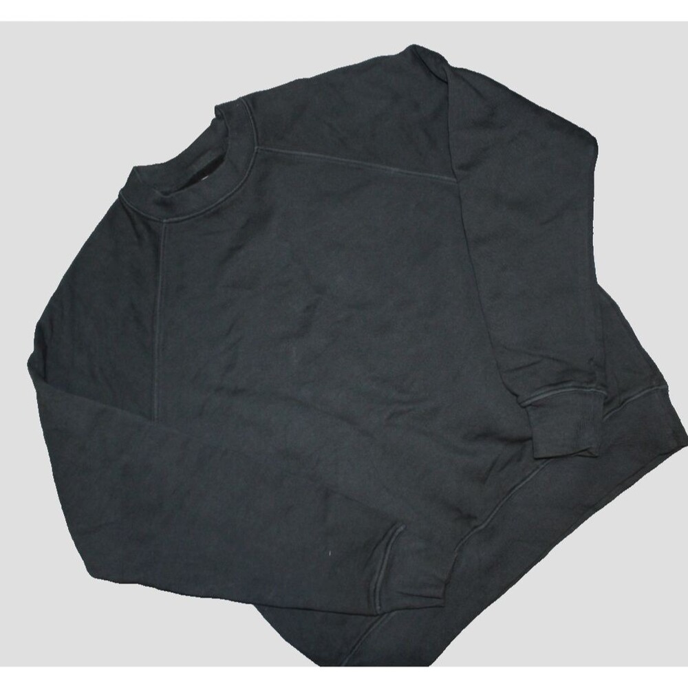 MATE THE LABEL ORGANIC CROPPED FLEECE CREWNECK‎ SWEATSHIRT BLACK S NWT - Picture 2 of 5